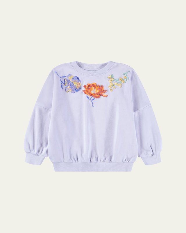 Girl's Marika Floral Embroidered Sweatshirt, Size 2-7